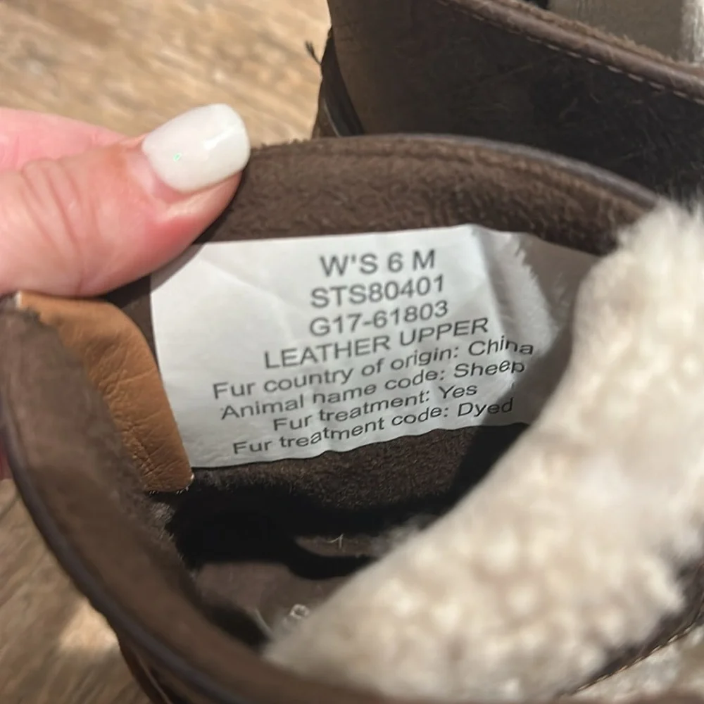 Sperry Top Sider Leather brown lace up Sherpa Duck Boots Womens 6